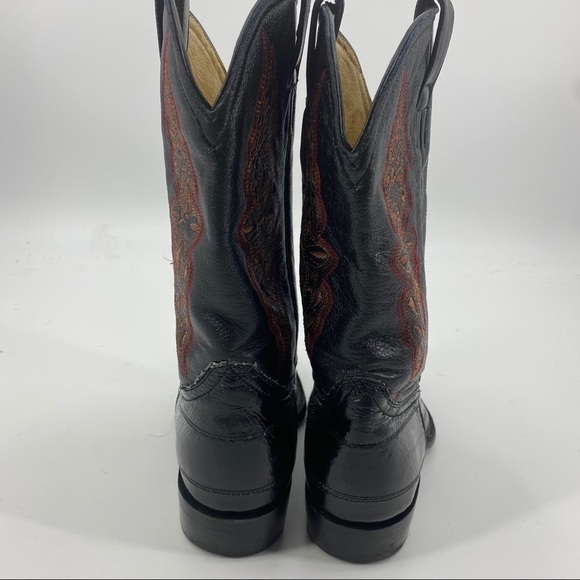 El Patron black leather western stitched cowboy boots main image 6